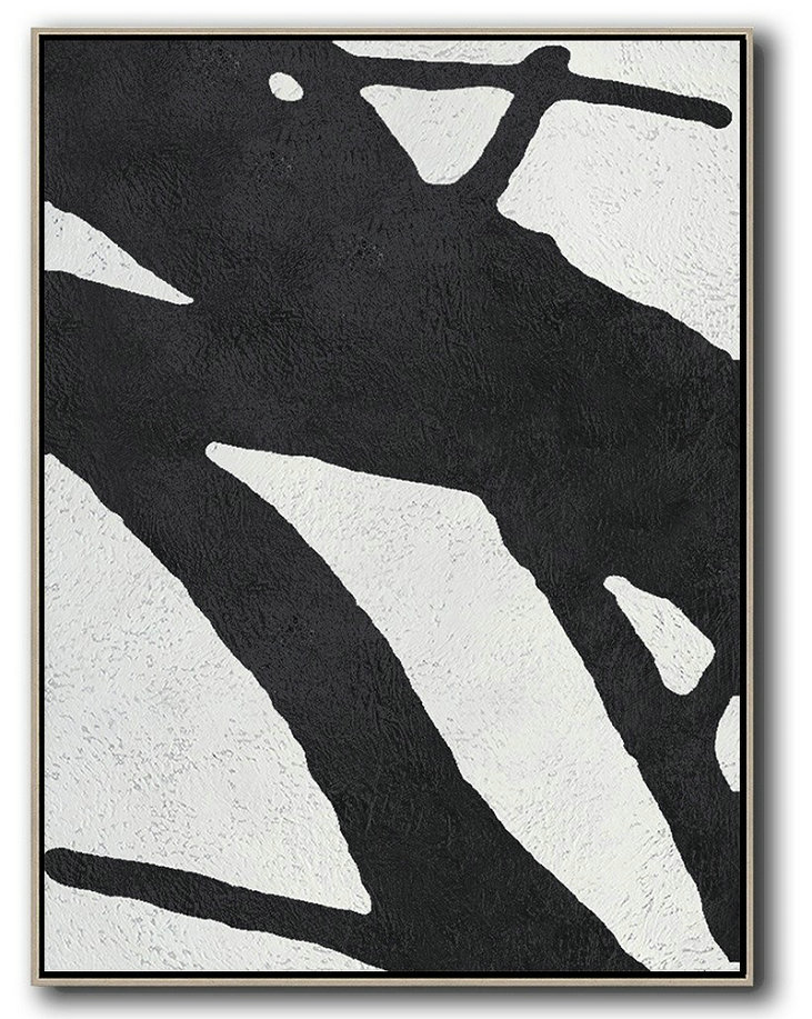 Modern Art Abstract Painting,Black And White Minimal Painting On Canvas - Acrylic Painting On Canvas